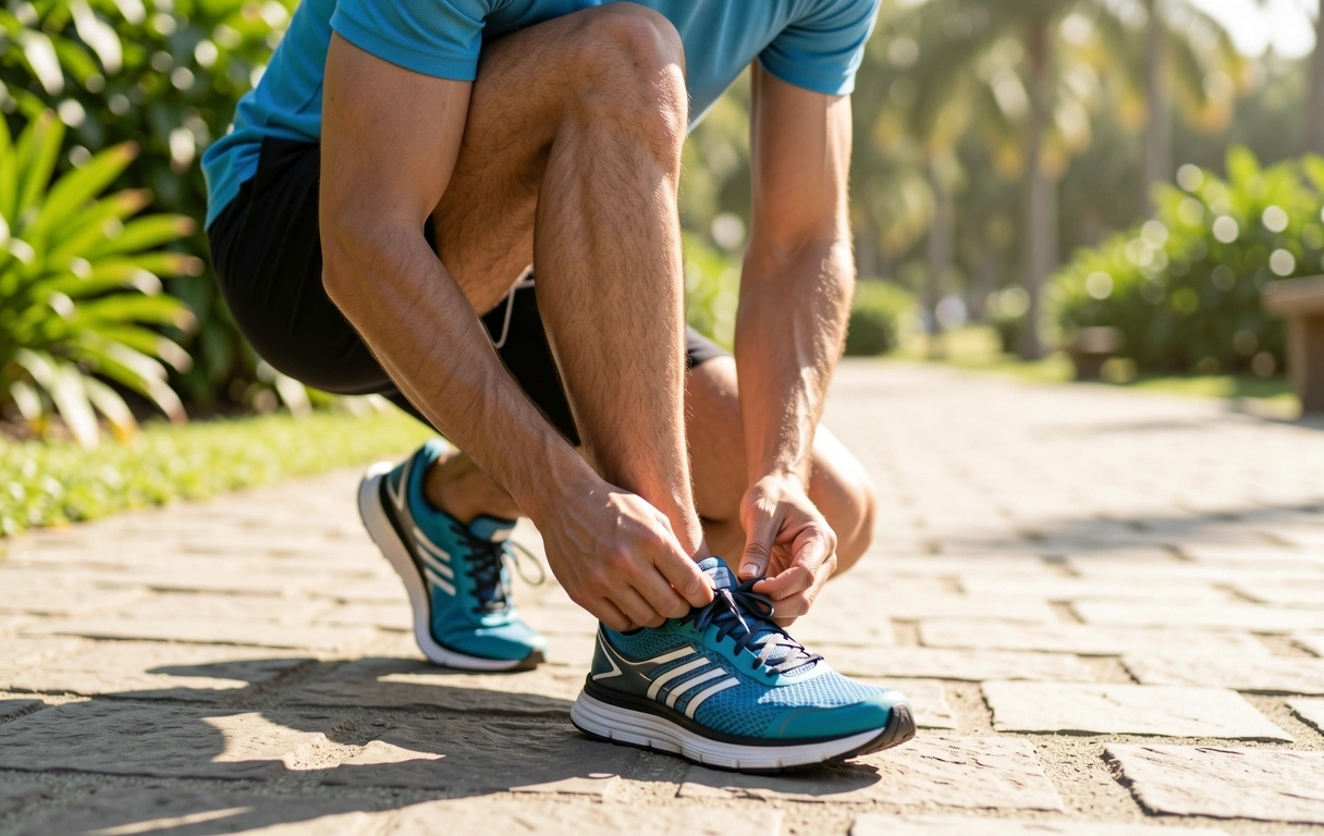 Persona preparándose para actividad física